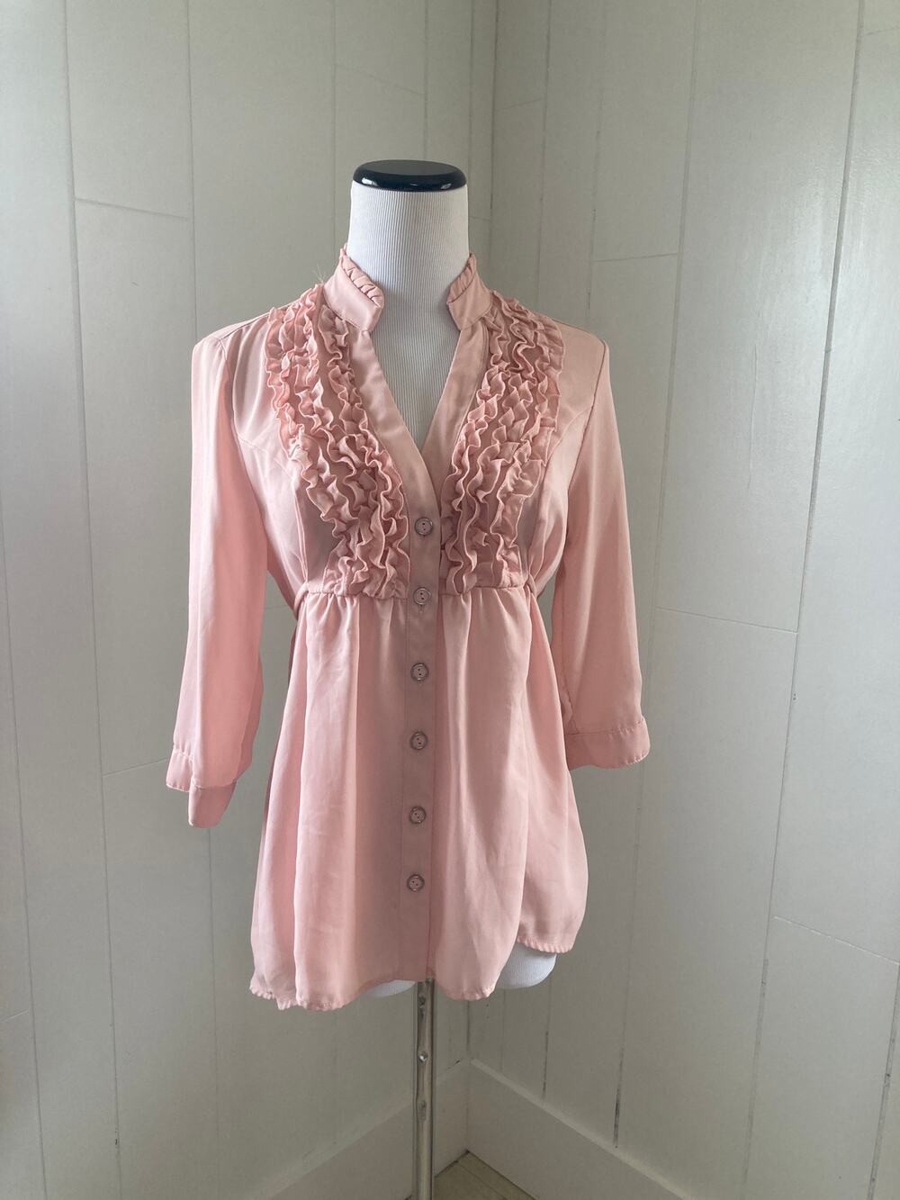 Love Haight Blush Sheer Tunic Blouse, Size S